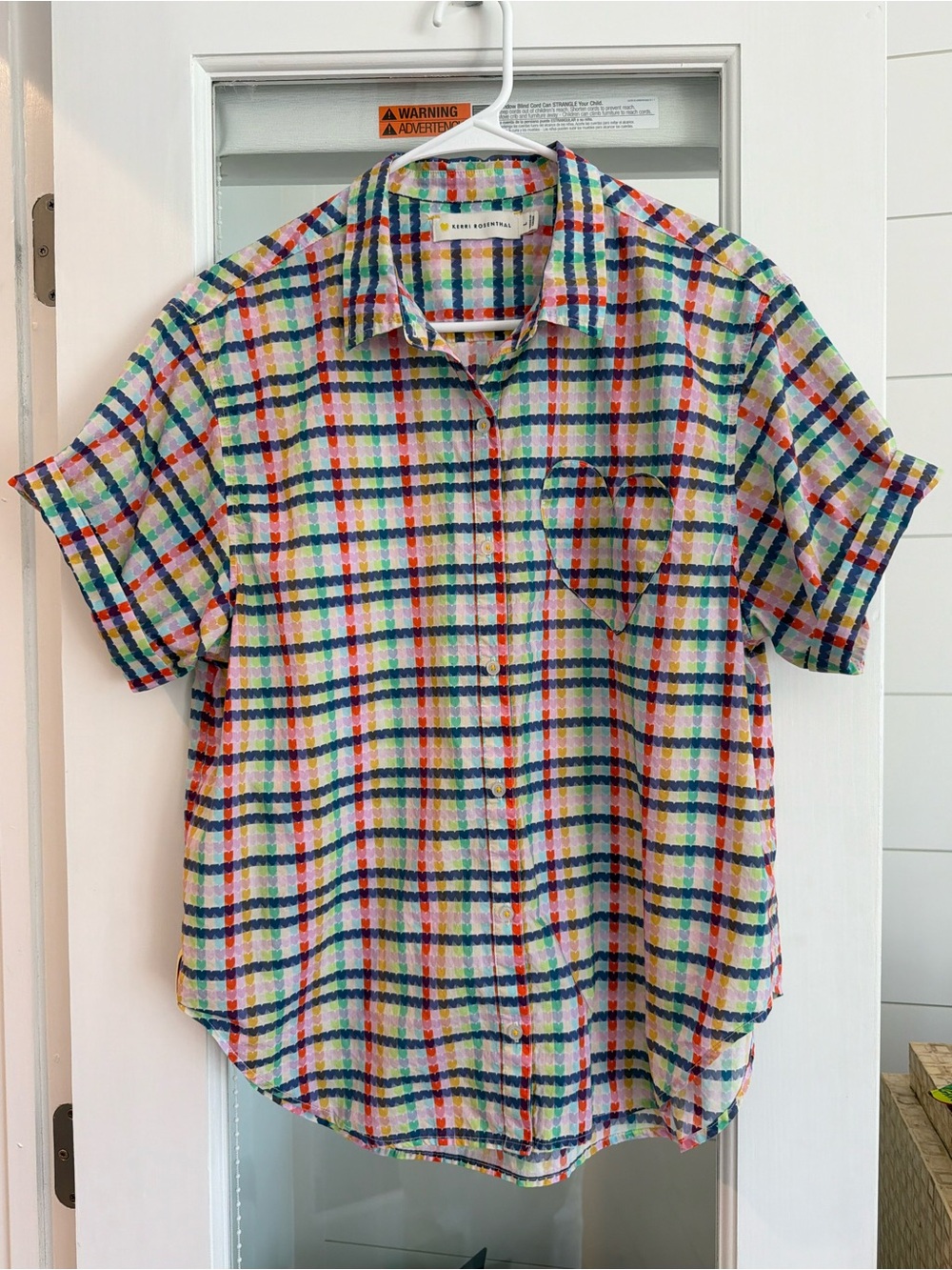 Women's Multicolor Plaid Short-Sleeve Button-Down Shirt